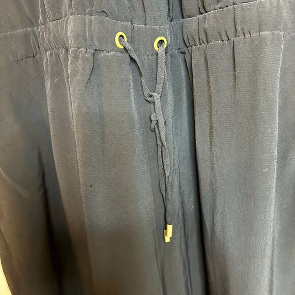 Eileen Fisher NWT Wide Leg Crop Jumpsuit Wrap Size M Black Tencel Drawstring - Picture 7 of 11